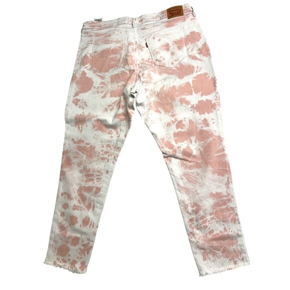 Levis Womens High Rise Skinny Frayed Ankle 721 Jean 20W Pink white Tie-Dye Denim - Picture 8 of 12